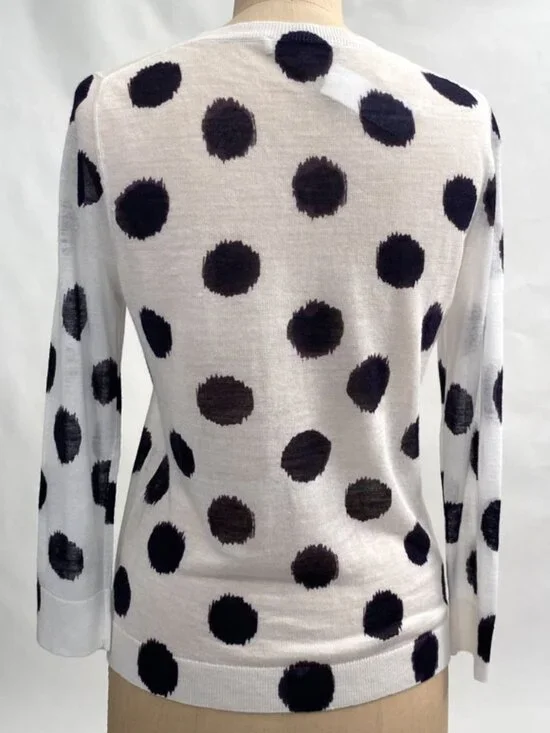 LOFT Black Ikat Dot White Sheer Cardi Size M - Picture 3 of 9